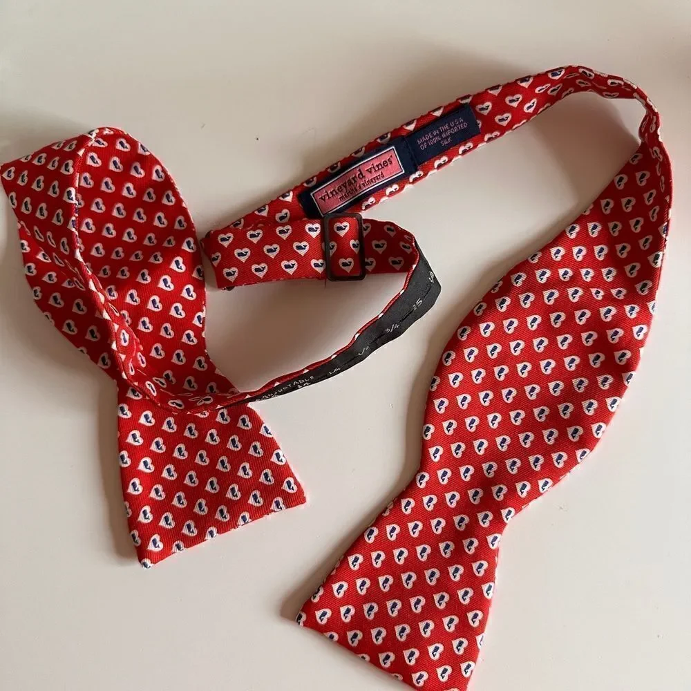 Vineyard Vines Red Hearts Silk Bow Tie for Kids - Playful & Charming